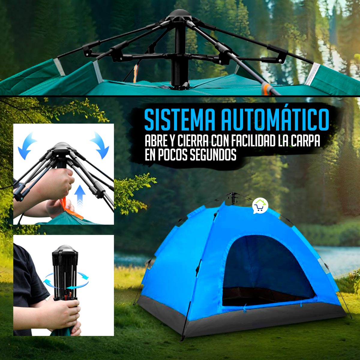 Miniatura 6 de Carpa Camping 3 Persona Automatica 2X15M